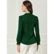 thumbnail image 5 of Allegra K Blusa De Chifón Con Cuello Levantado Y Volantes De Manga Larga Con Cierre De Botones Para Oficina Y Trabajo Para Mujer Verde oscuro M, 5 of 6