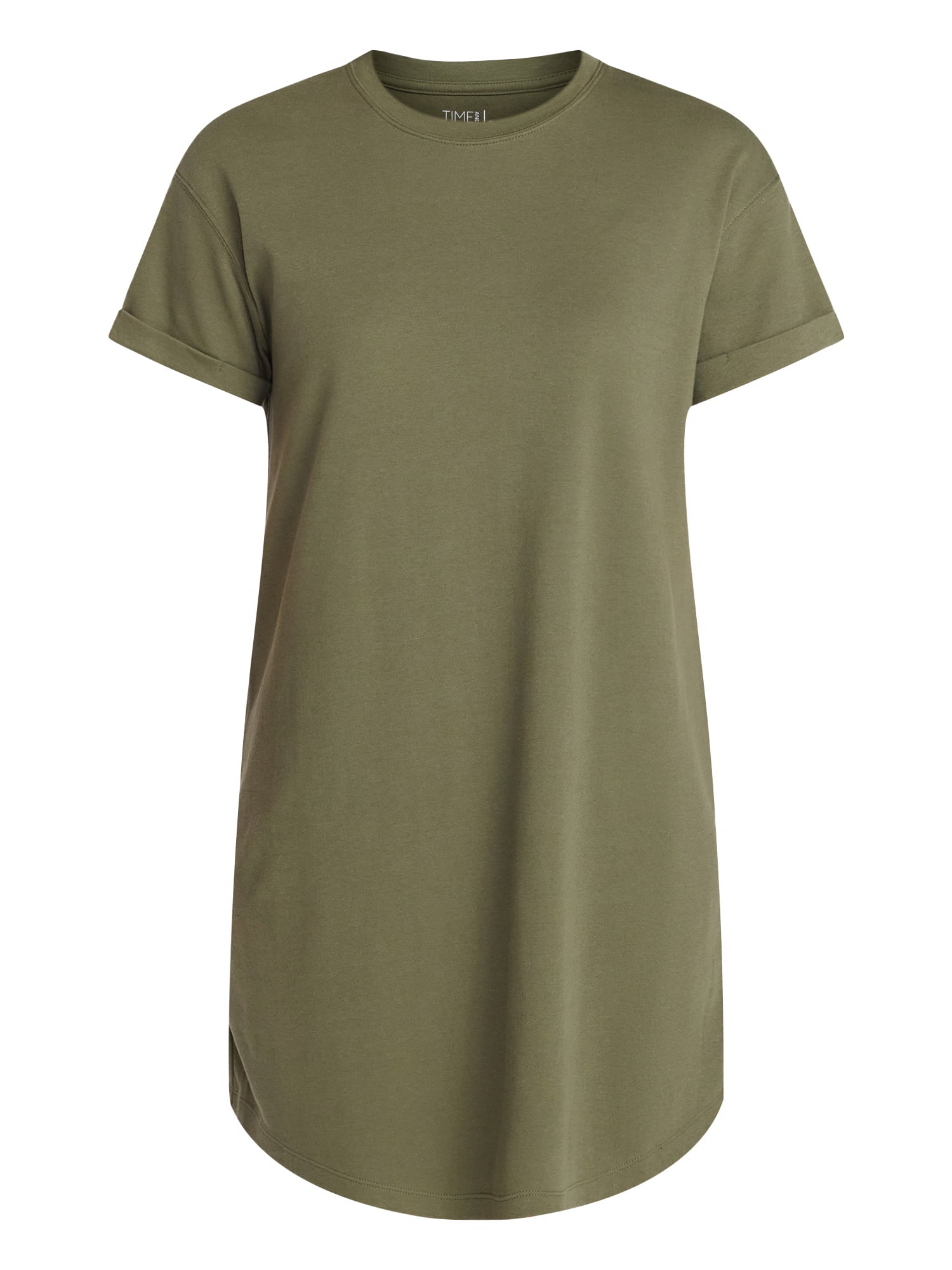 tee shirt dress walmart Time and Tru Women's Cotton T-Shirt Dress with Short Sleeves, Sizes Xs-xxxl, Red