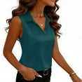 thumbnail image 4 of AUNVITO Women's Casual Summer Sleeveless Tank Top with Button-Down Collar Solid Color Fashion, 4 of 8