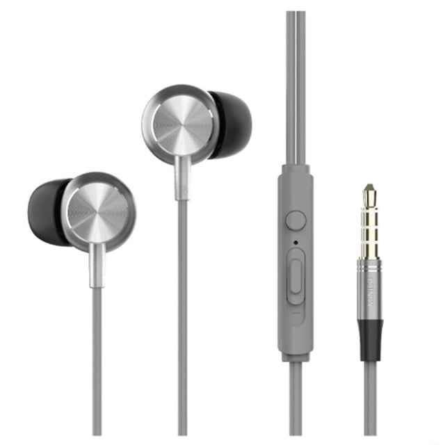 MINISO CD Pattern Hi-Fi Stereo In-ear Aluminium Earphones (Grey) for Android iOS mobiles phones with HD Sound, in-line mic & 3.5mm Jack Wired Earphones