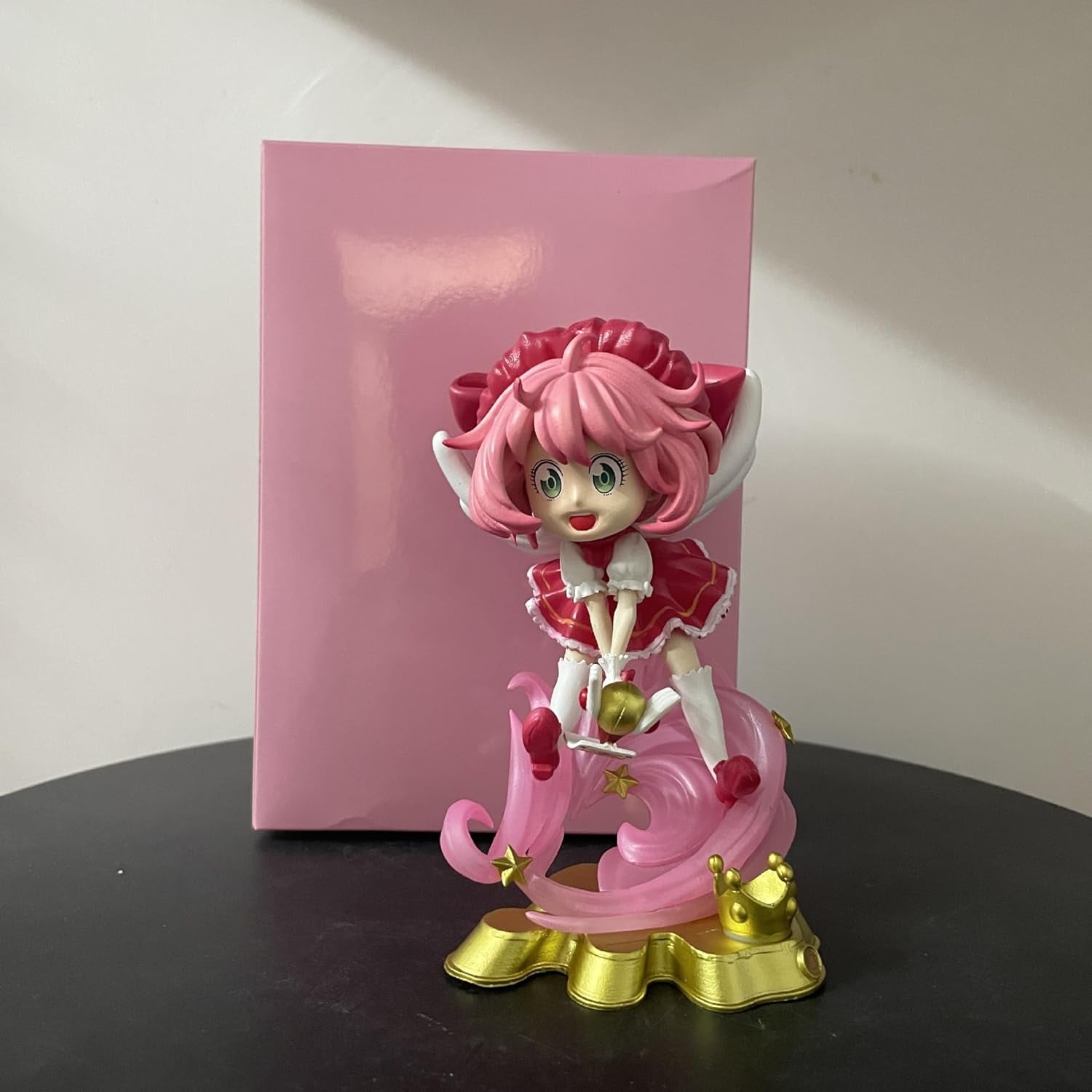 New Anya Figure, Pink Dress Jumping Anya Forger Anime Figures 14cm/5.5inch PVC Characters Handicrafts Souvenirs for Anime Fans Gifts