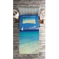 thumbnail image 2 of Ambesonne Tropical Quilted Coverlet 2 Pcs, Exotic Seashore View, Twin Size, Turquoise Cream, 2 of 2