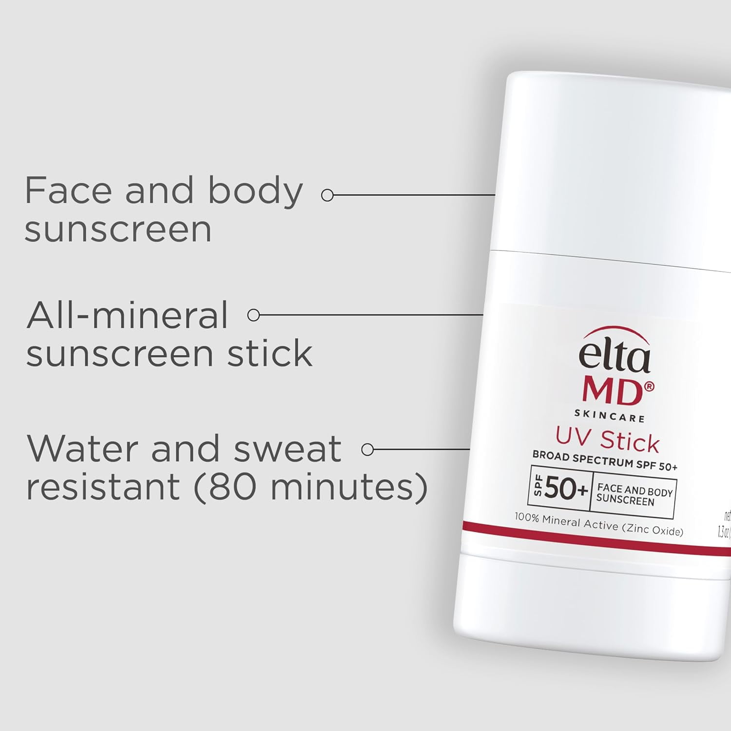 EltaMD UV Stick Sunscreen for Face and Body, Mineral SPF 50+ Face Stick Sunscreen with Zinc Oxide, Travel Size, 1.3 oz