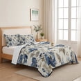 thumbnail image 5 of Queen Quilt Set 90''x96'', Blue Gray Spring Floral Lightweight Summer Bedspread Coverlet Set with 2 Pillow Shams, Vintage Botanical Breathable All Season Quilt Bedding for Bedroom/Guest Room, 5 of 9