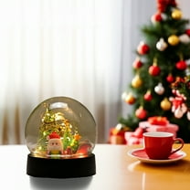 1 PC Christmas Snow Globe Glass Ball Night Light, Christmas Tree Snowman Santa Plastic Ball Christmas Night Light for Home Decor Desk Lamp, Xmas Snowman Gift