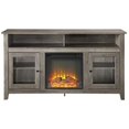 thumbnail image 1 of Walker Edison Wasatch 58" Transitional Fireplace Glass Wood TV Stand - Grey Wash, 1 of 2