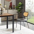 thumbnail image 3 of 2 Grey Modern Simple Style Dining Chair PU Leather Black Metal Pipe PP Back, 3 of 13