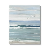 Stupell Industries Seagulls Over Shore Nature Painting Gallery Wrapped Canvas Art Print Wall Art, 16 x 20
