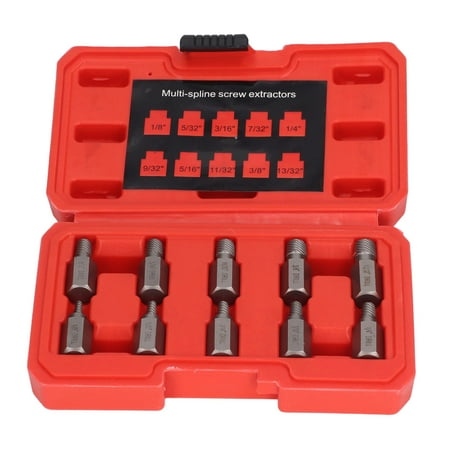 

2024 10PCS Screw Extractors Hex Head Multi Spline Broken Screws Bolts Removal Tool Left Spiral