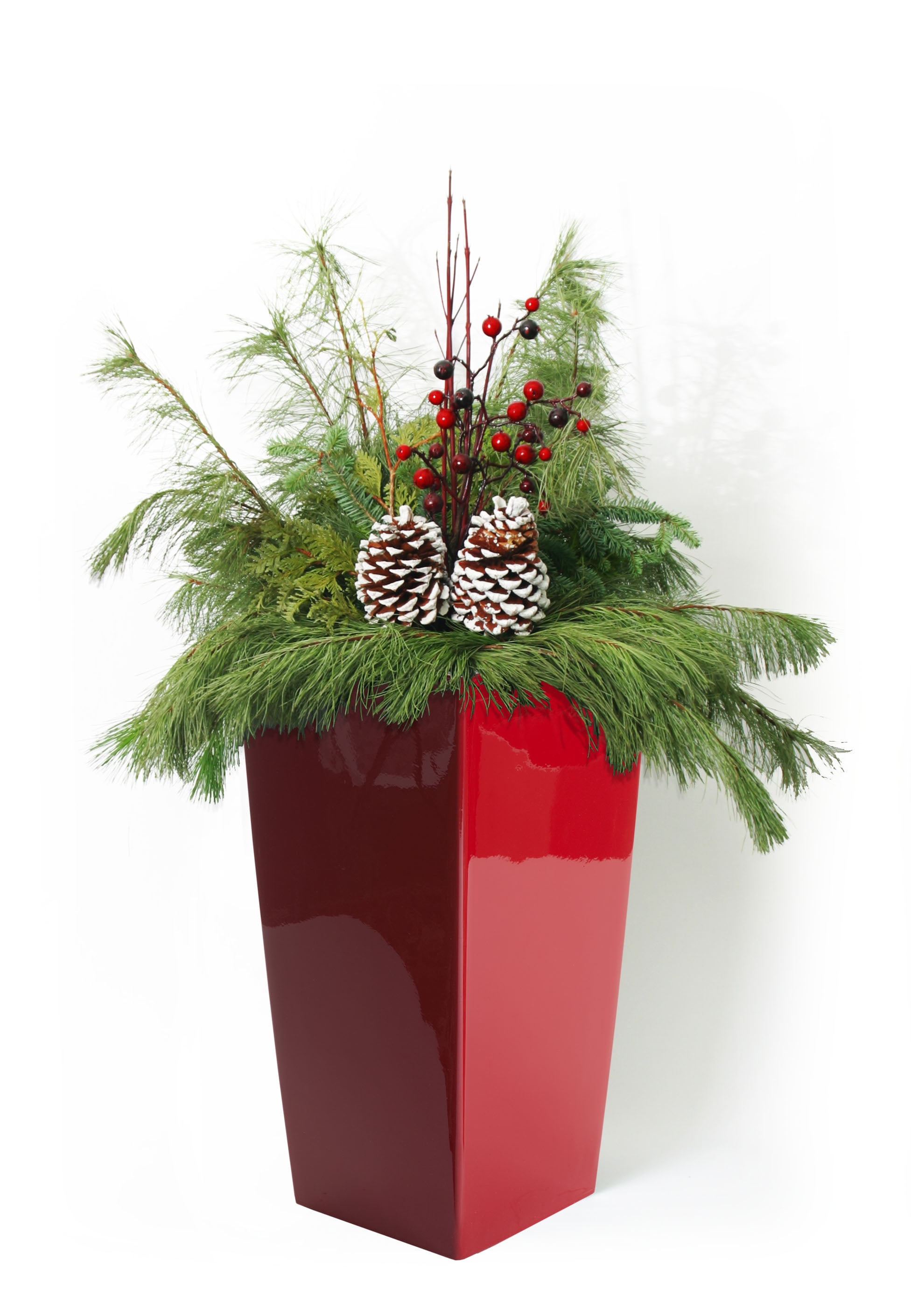 Algreen Modena 30" Self-Watering Planter, Square Taper, Gloss Red