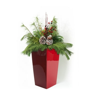 Algreen Modena 30-In. Square Taper Planter, Self-Watering, Glossy Red