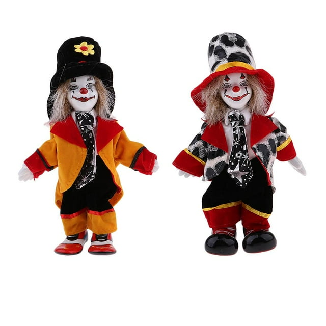 18cm 2 Pcs Décoration Clown en Céramique Fait Main Souvenirs Collection Art