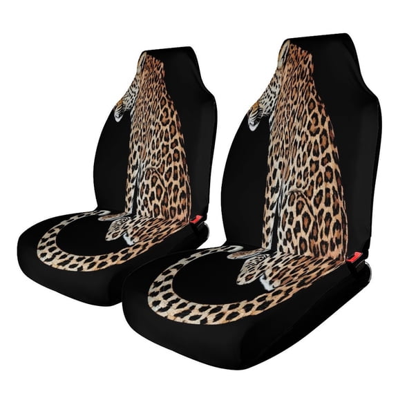 Spotted Cat Sits Dark Background Car Seat Covers Front Seats Universal Fit for Cars SUV Truck Auto Interior Accessories