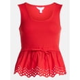 thumbnail image 6 of Time and Tru Women's Peplum Tank Top with Eyelet Trim, Sizes XS-XXXL, 6 of 6