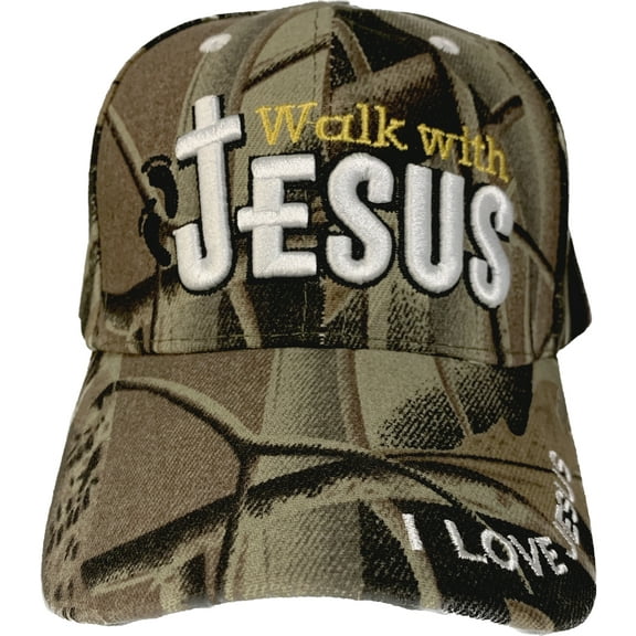 Walk with Jesus "I Love Jesus" Adjustable Baseball Cap (Camo)