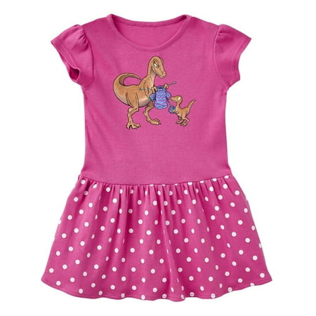 

Inktastic Knitting Dinosaur Mom with Baby Dinosaur Gift Baby Girl Dress
