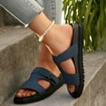 thumbnail image 2 of Womens Sandals Beach Summer Casual Peep Toe Platform Flats Slip on Slippers Walking Sandals for Women 2025, 2 of 6