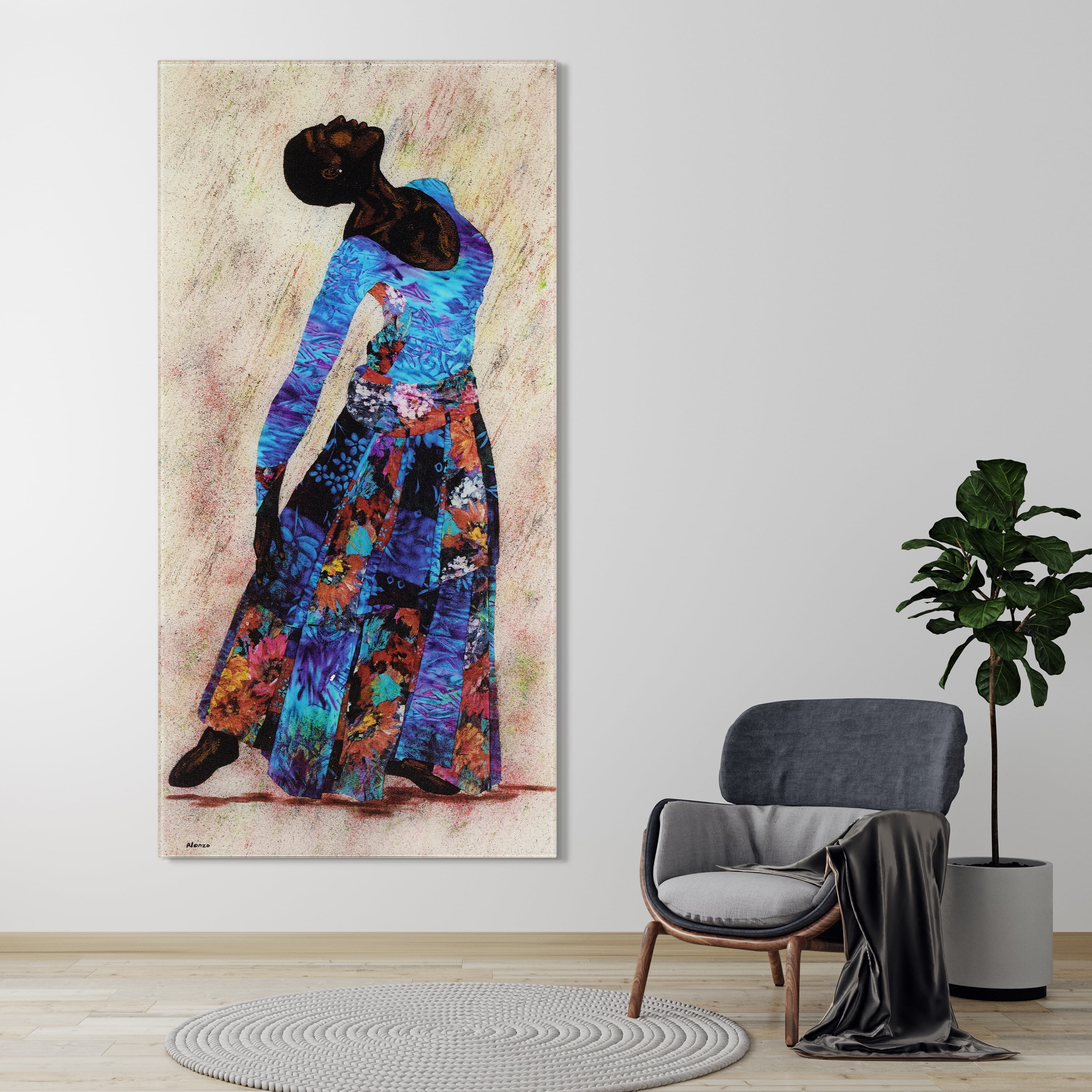 "Her Beauty II" Woman 72"x 36" Frameless Reverse Printed Tempered Art Glass Wall Art