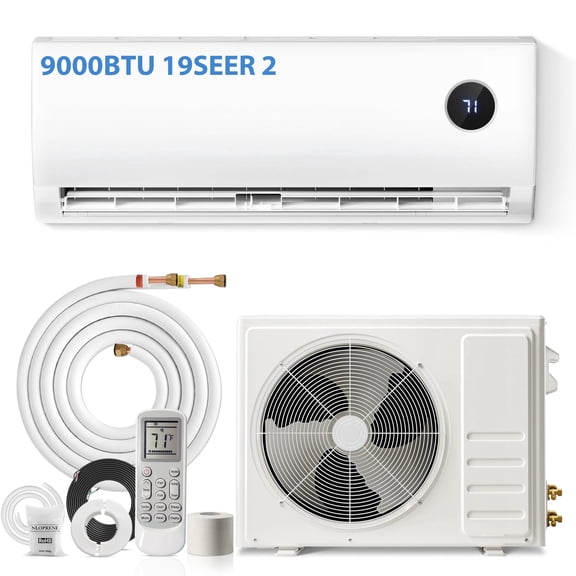 LifePlus 9000 BTU Mini Split AC/Heating System, 19 SEER2 with Inverter Heat Pump, 115V Energy Efficient Ductless Air Conditioner for Rooms Up to 450 Sq.Ft