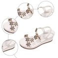 thumbnail image 5 of Rokment Glitter Crystal Flowers Platform Wedge Sandals for Women Sparkly Rhinestones Elegant Chunky High Heels Elastic Ankle Strap Bride Wedding Dress Summer Shoes Beach Gold Size 8.5, 5 of 7