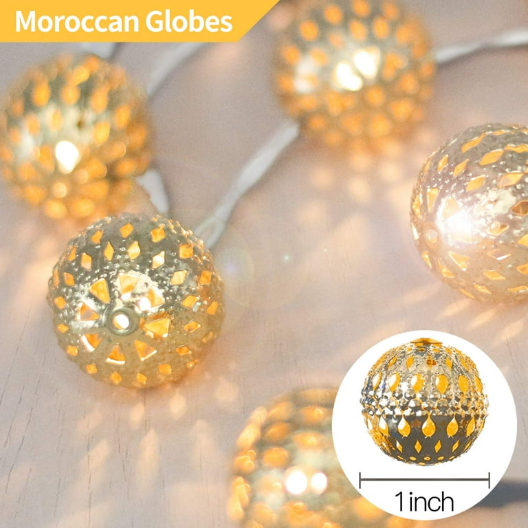 Betus 10Ft 20 LED Moroccan Globe LED Fairy String Lights - Battery Powered Party Hanging Waterproof Lights Decor for Christmas, Garden, Porch, Patio, Indoor & Wedding (Warm White) Betus 10Ft 20 LED Moroccan Globe LED Fairy String Lights - Battery Powered Party Hanging Waterproof Lights Decor for Christmas, Garden, Porch, Patio, Indoor & Wedding (Warm White)