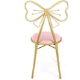 thumbnail image 6 of Butterfly Bow Tie Pink Vanity Chair, Velvet Cushion Metal Frame Lounge Dresser Seat with Butterfly Backrest, Use for Kitchen Pub Breakfast Dining Coffee Restaurant Home (Light Pink), 6 of 11