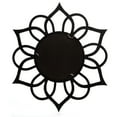 Ornate Cut Out Round Wall Mount Accent Mirror, Black, 18" x 20