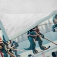 thumbnail image 4 of Ambesonne Dinosaur Fleece Throw Blanket T-Rex Playing Ice Hockey 50"x70" Petrol Blue Pale Ruby, 4 of 5