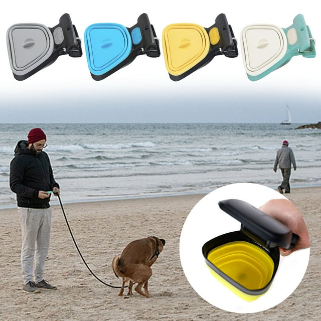 Baño Recogedor de excrementos de perro, kit de limpieza exterior para recoger heces de mascotas, incluye soporte para bolsa de basura, color beige (1 unidad) Rkxzt
