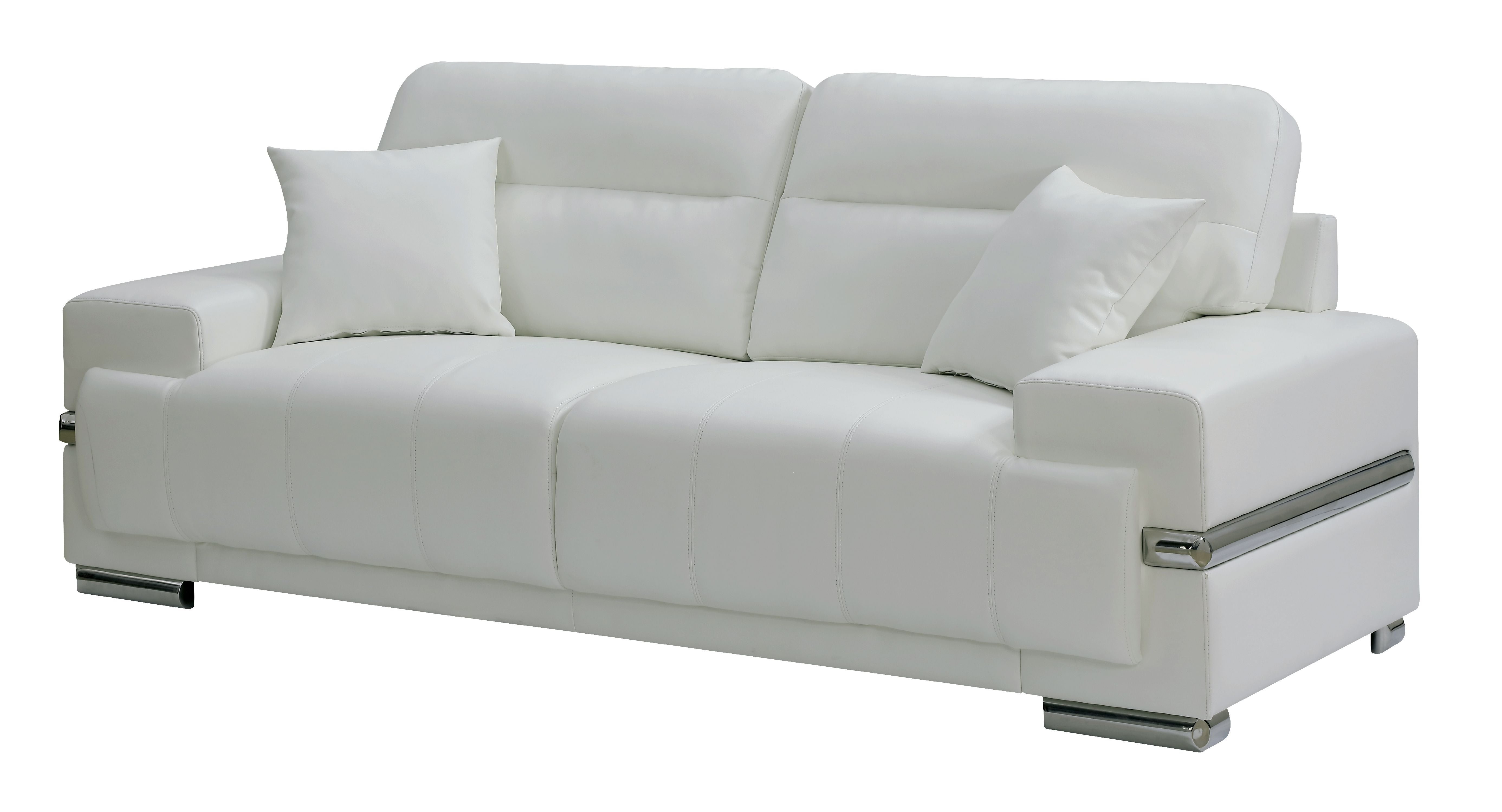 Furniture of America Larcey Contemporary Faux Leather Sofa, White
