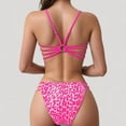 thumbnail image 3 of Women's Leopard Print Bikini Set with Scoop Neck Top and Cutout Side Bottoms - Small, Pink, 3 of 4