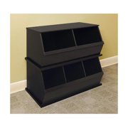 3-Bin Stackable Storage Cubby - Modular Organizer for Toys, Books & Crafts - Gray Finish