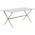 thumbnail image 3 of SAFAVIEH Brogen 17 in. H Solid Cross Leg Accent Table, Gold/White Glass, 3 of 4