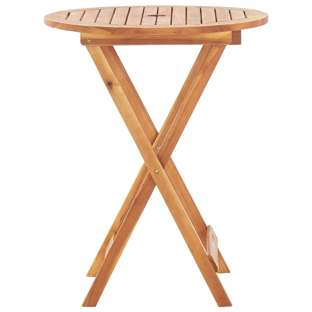 Kepooman 23.6" x 29.5" Folding Table for Patio Garden, Solid Acacia Wood Bistro Table with A Umbrella Hole