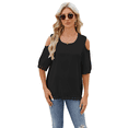 thumbnail image 1 of Blusa de Verano de Corta con Hombros Descubiertos y Encaje Acampanado para Mujer Negro S, 1 of 10