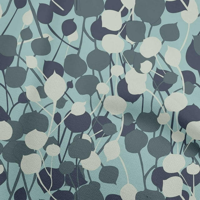 oneOone Tissu Jersey Coton Bleu Sarcelle Feuille Abstraite Matériel de Robe Tissu Imprimé Tissu au Mètre 58 Pouces de Large
