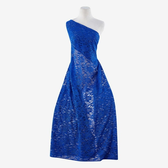 Zelouf Lace W/roller Glitters  , Sewing, DIY, Crafts Fabric by the Yard, Neon Royal, 3 Yard