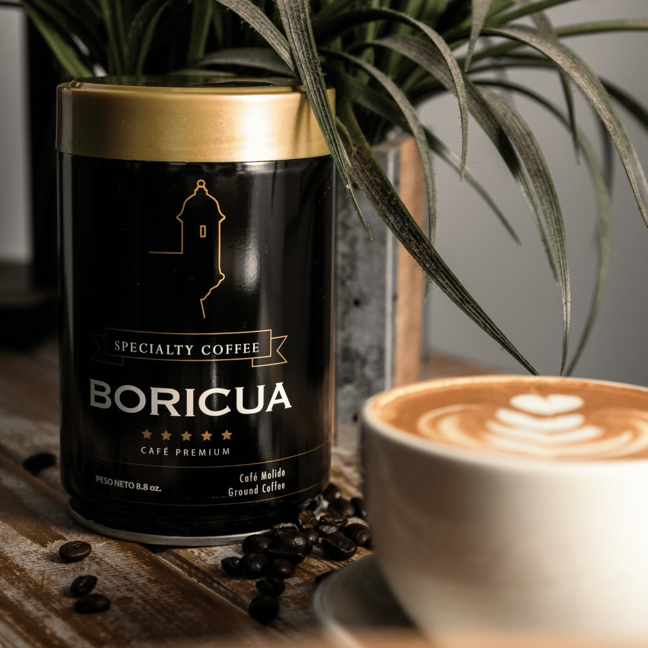 Boricua Ground Coffee Premium, 8.8 oz, from Puerto Rico, Shelf Stable, Medium Dark Roast Type
