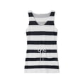 thumbnail image 3 of Genuiskids Women Summer Casual Striped Dress V Neck Spaghetti Strap Mini Dress Elastic Waist Belt Swing Dress with Pockets Streetwear, 3 of 9