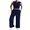Navy Blue, variant on Women Casual Outfit Set Solid Color Top Tank Pants Comfy Lounge Wear Everyday Versatile Set S-XL