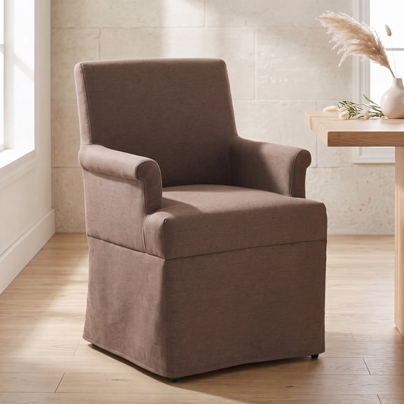 Elegant Upholstered Dining Chair with Skirted Base, Accent Armchair for Living Room, Bedroom, Dining Room