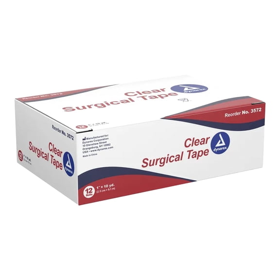 Dynarex Transparent Surgical Tape (12), Size 1 Inches X 10 Yards