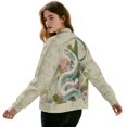 thumbnail image 3 of Xoenoiee Women's Bomber Jacket Lightweight Casual Coat with Pockets Zip Up Windbreaker Jacket Fall Winter Outfit Trendy, Snake Leaf Floral, XX-Large, 3 of 7