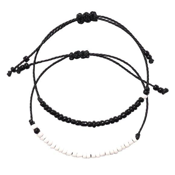 KAKOWELY 1 Pair Beaded Bracelet Braided Bracelet Knot String Couple Woven String Bracelet,11.81"X0.16"X0.16"