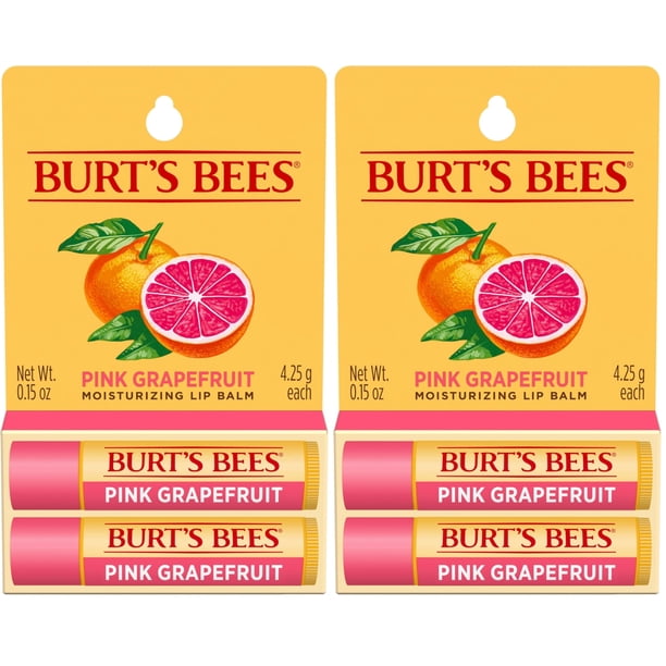 Bálsamo labial Burt's Bees, crema hidratante para labios con pomelo rosa, 2 unidades, 4,2 ml