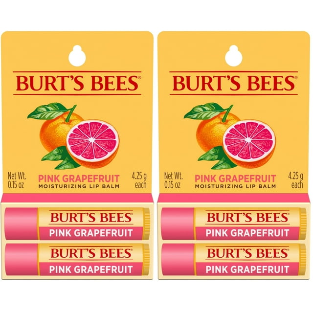 Bálsamo labial Burt's Bees, crema hidratante para labios con pomelo rosa, 2 unidades, 4,2 ml