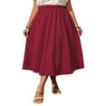 thumbnail image 2 of Qulqfy Womens Summer Maxi A-Line Long Skirts Layered Flowy Ruched Plus Size Wine Skirts for Women 5XL, 2 of 6