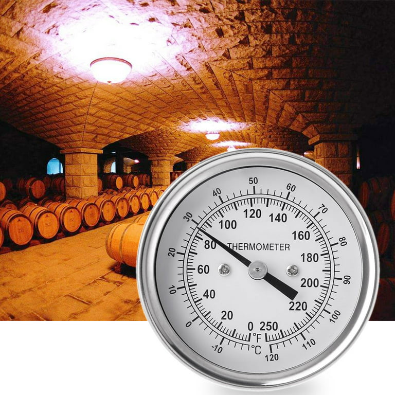 Home Brewing Thermometer Stainless Steel Celsius Fahrenheit Water  Distilling Temperature Gauge Bimetal 1/2'' NPT (2'' Stem)