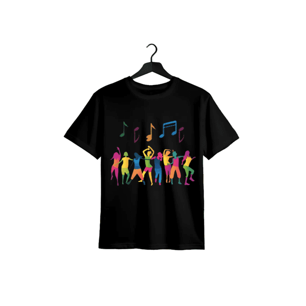 Soft Breathable Women's Music Note & Dancer Silhouette Print T-Shirt | Round Neck Short Sleeve Casual Summer Top, Machine Washable Regular Fit Tee for Daily outdoor Wear