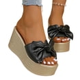 thumbnail image 4 of Wowcloth Women's Fashion Bow Wedge Heel Slides – Comfortable Open Toe Platform with Thick Sole for Beach Casual Outdoor Wear, 4 of 9
